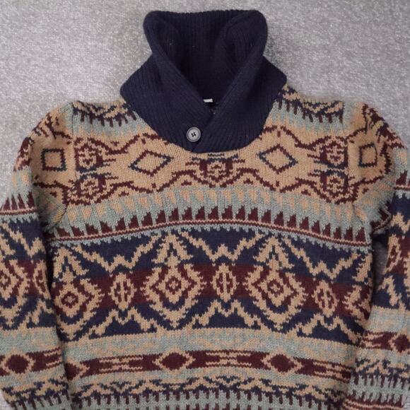 Schott Bros Henley Aztec Chucky Knit Hand Crafted Medium Multicolor Sweater - Picture 6 of 9